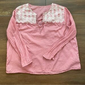 Pink Embroidered Women's Top